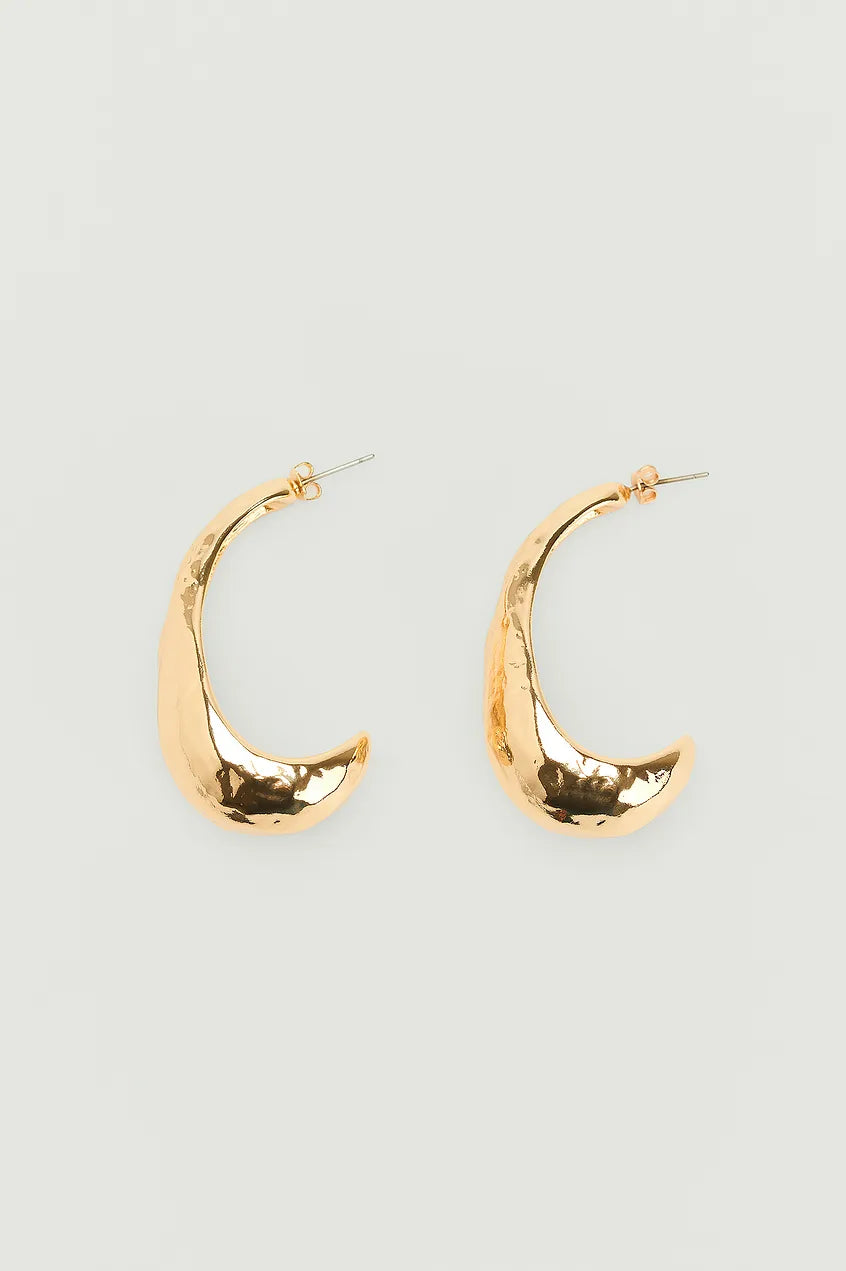 Chunky Structured Hoop Earrings Gold