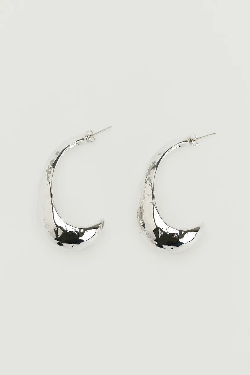 Chunky Structured Hoop Earrings Silver