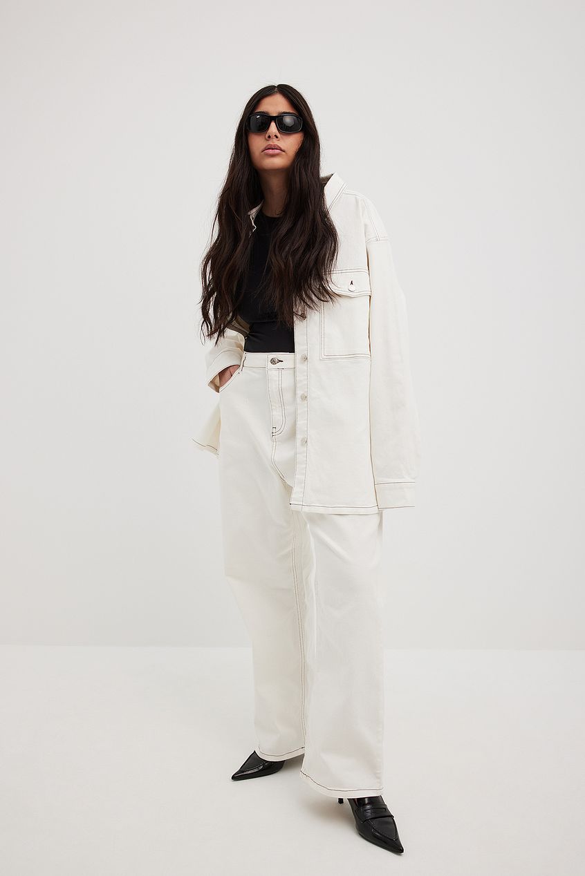 Contrast Seam Oversized Denim Shirt
