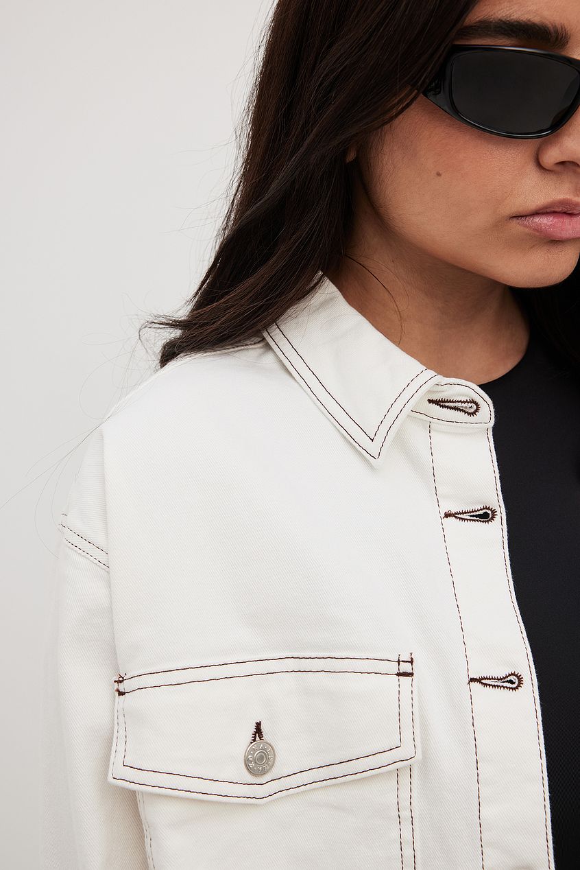 Contrast Seam Oversized Denim Shirt