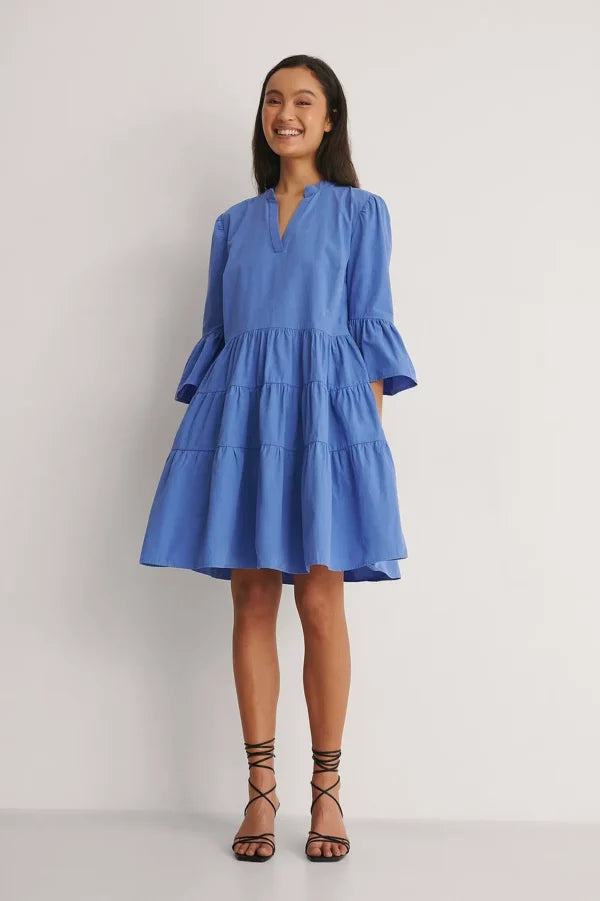 Flowy Cotton Dress Blue