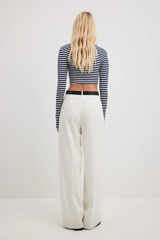 Cropped Long Sleeved Striped Top