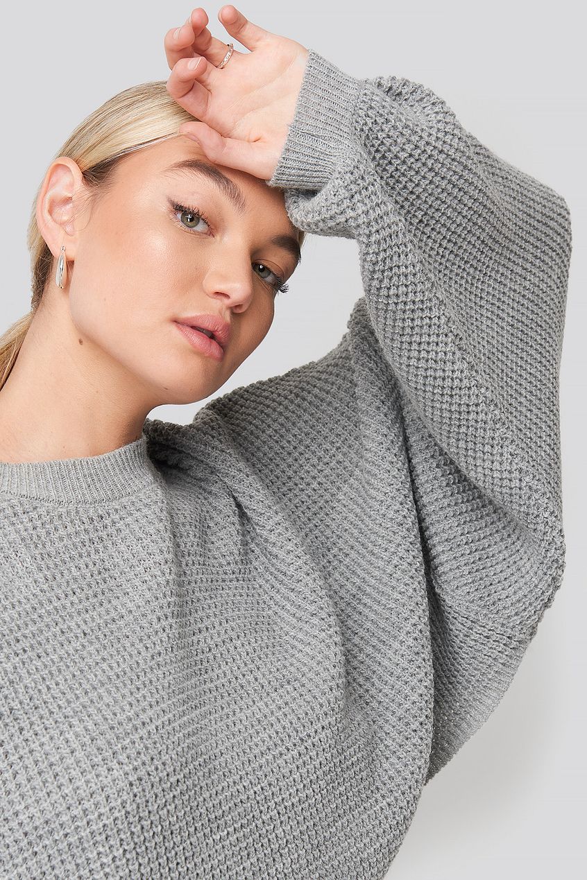 Cropped Waffle Knit Sweater