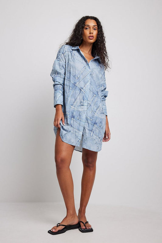 Denim Print Shirt Dress