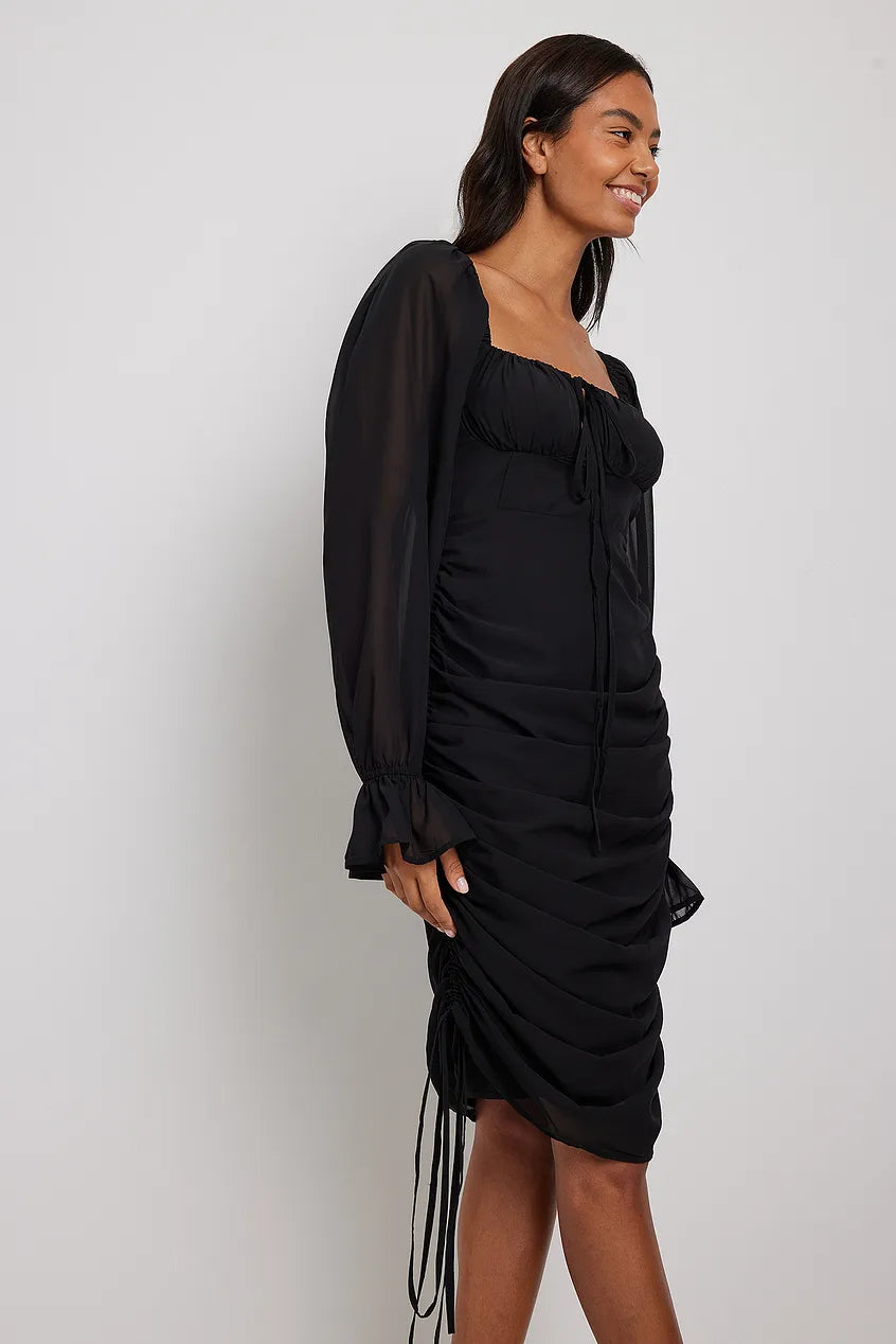 Drawstring Detail Midi Dress