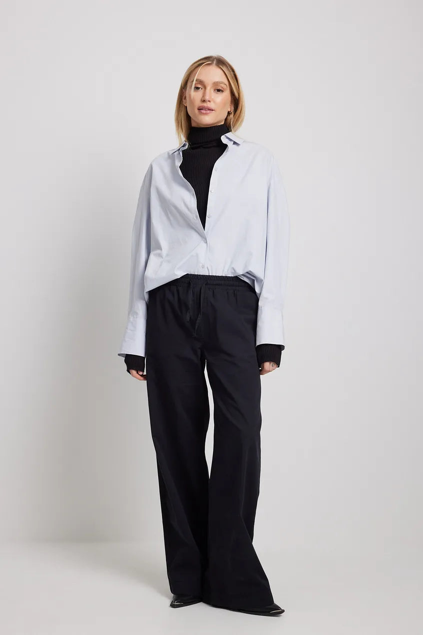 Elastic Waist Soft Denim Trousers