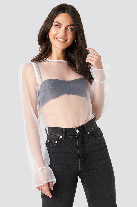 Flounce Sleeve Organza Blouse