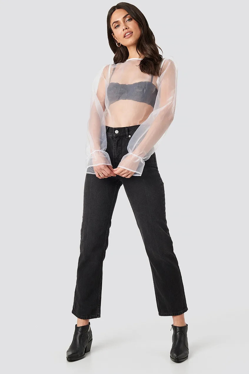 Flounce Sleeve Organza Blouse