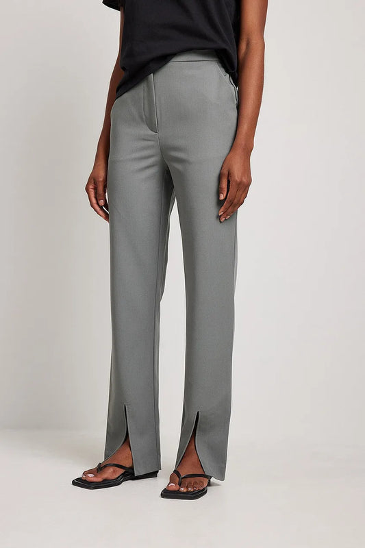 Front Slit Straight Leg Suit Pants