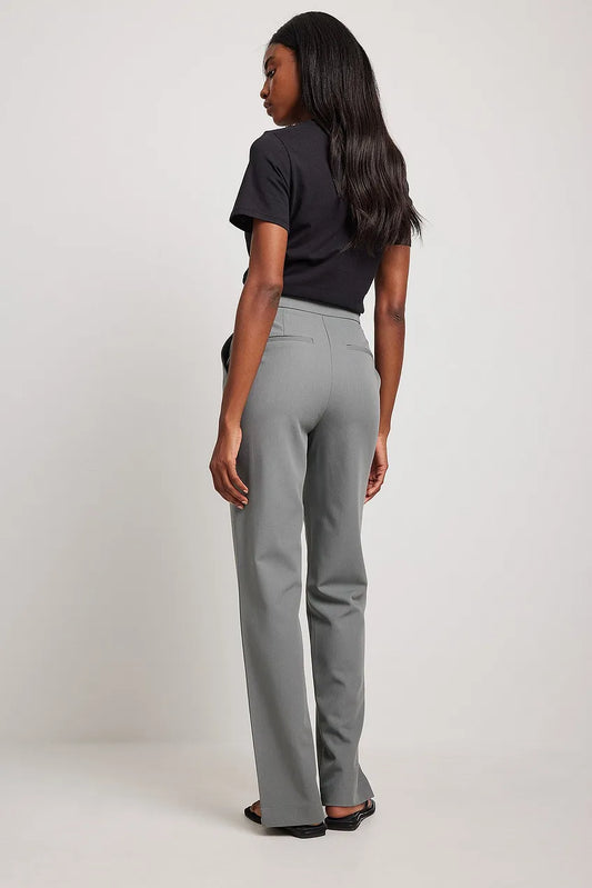 Front Slit Straight Leg Suit Pants