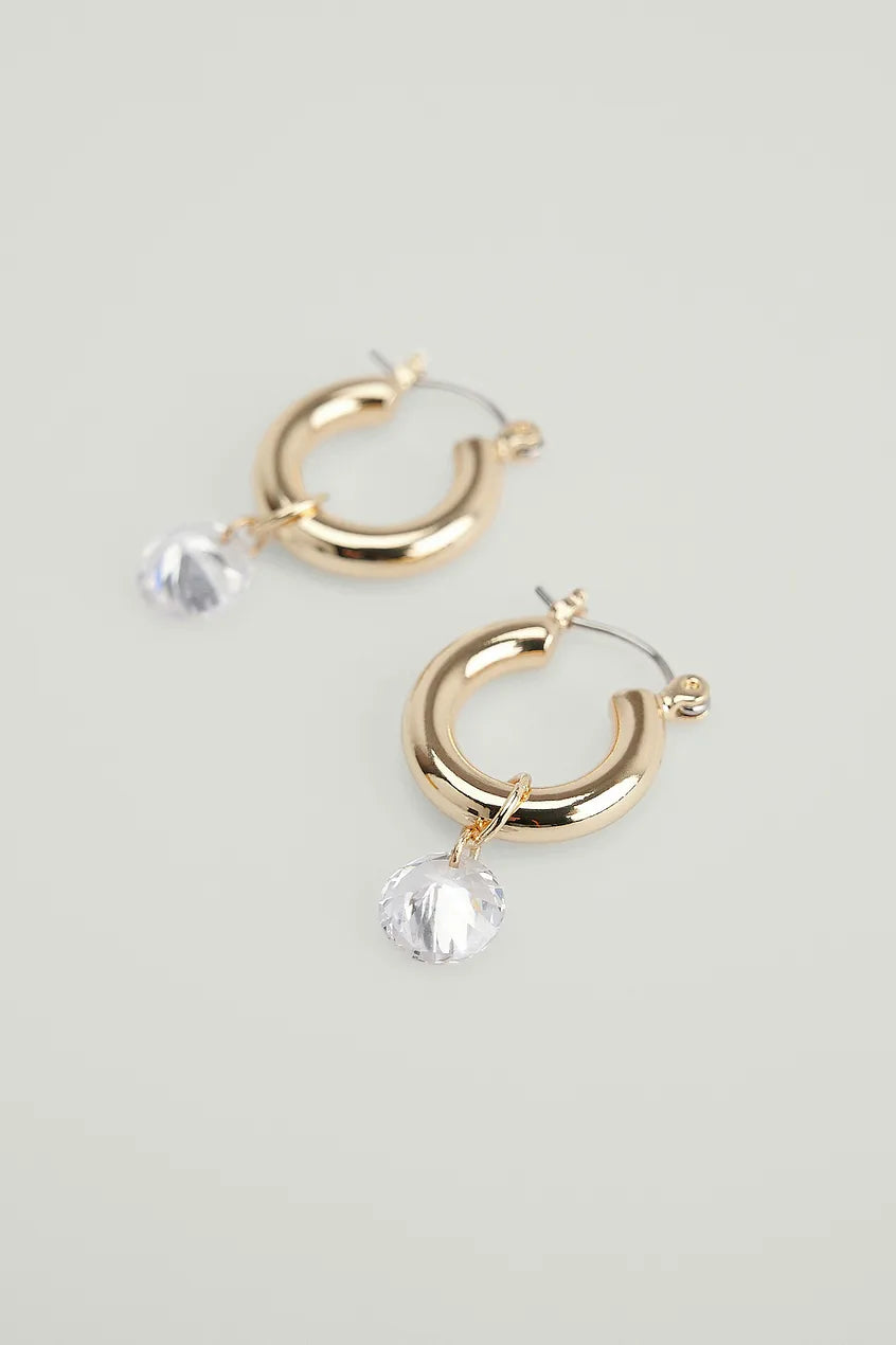 Hanging Stone Hoops Gold