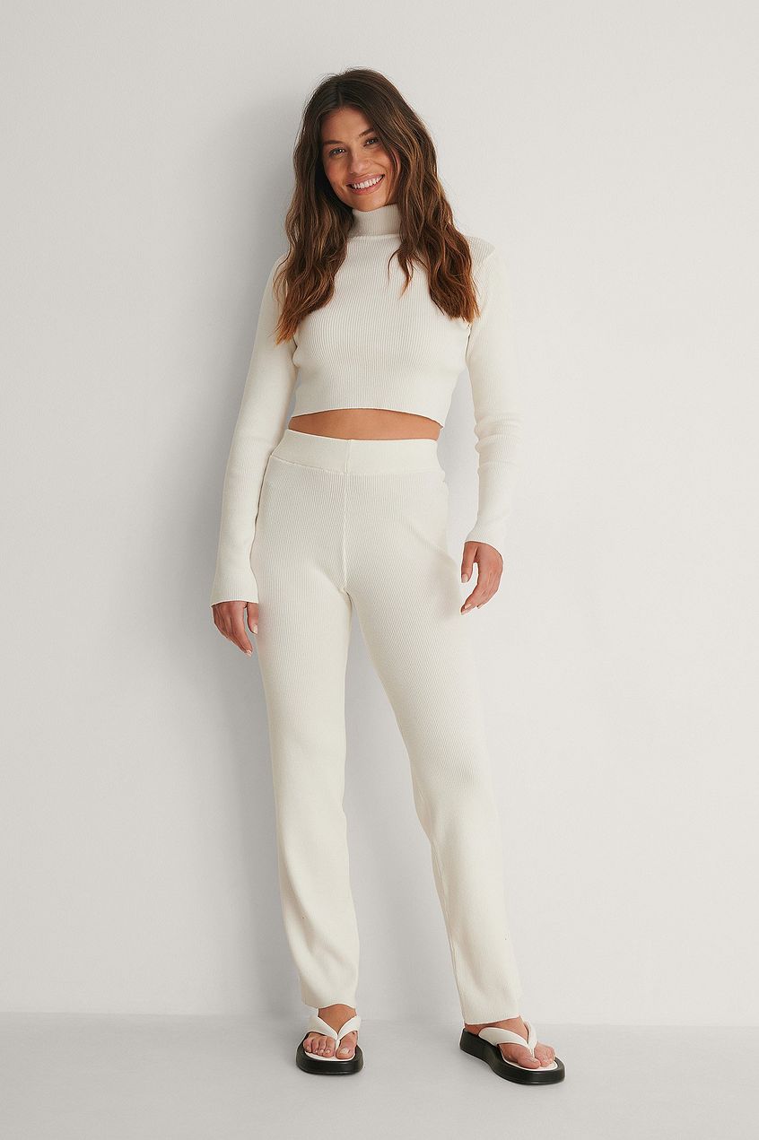 Knitted Ribbed High Waist Pants