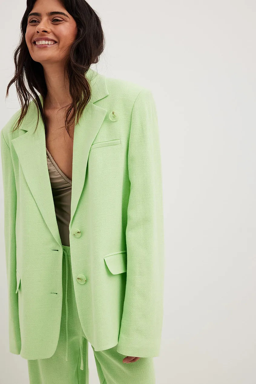 Linen Blend Buckle Up Blazer