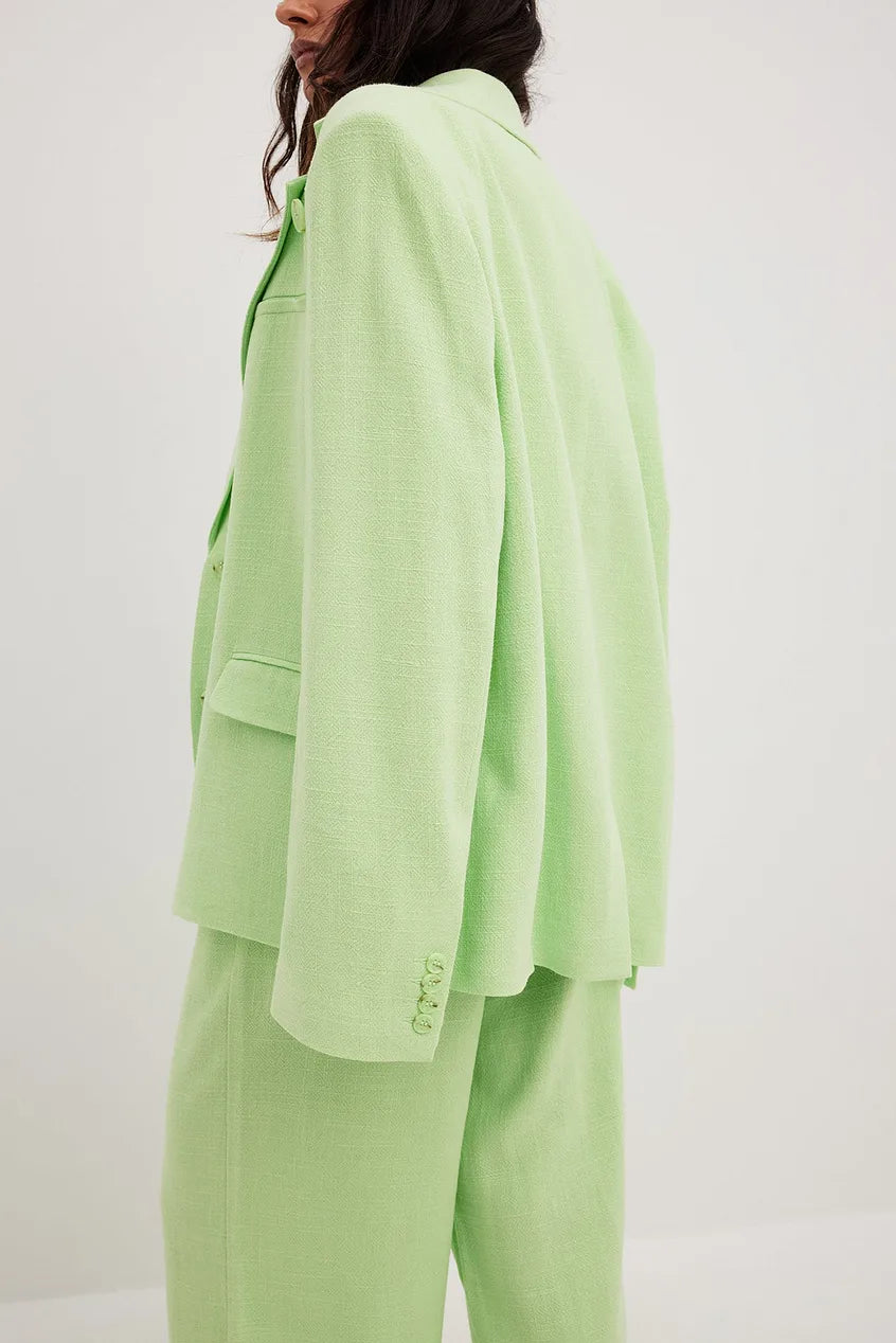 Linen Blend Buckle Up Blazer