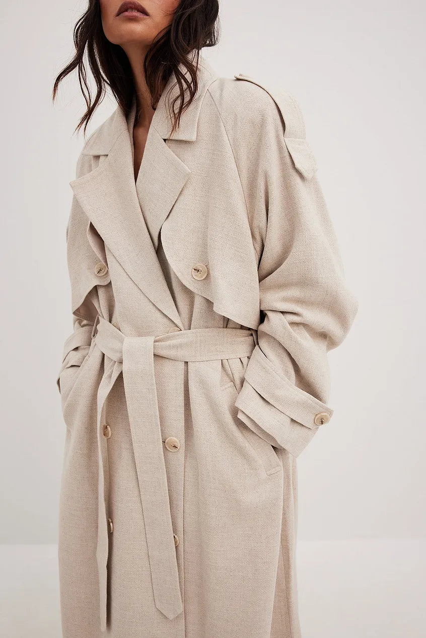 Linen Blend Trench Coat