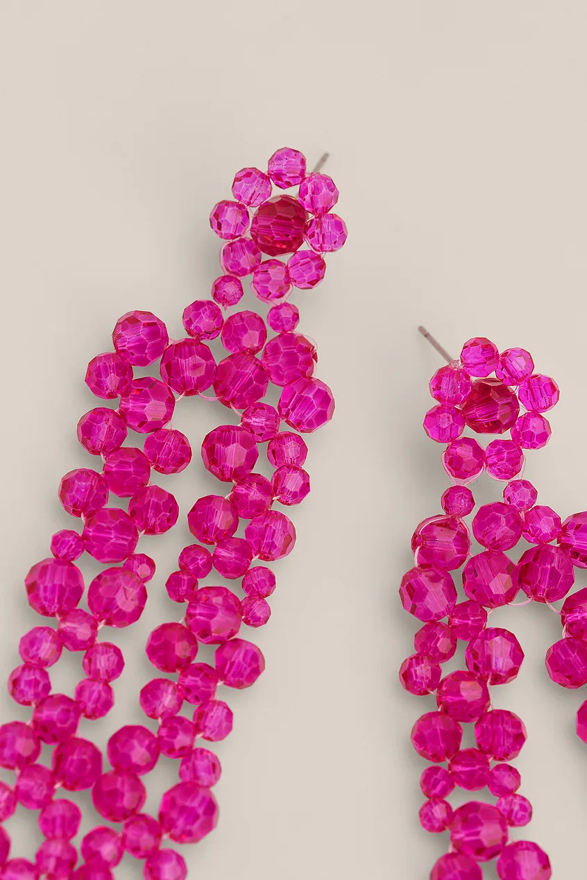 Long Strass Earrings Pink