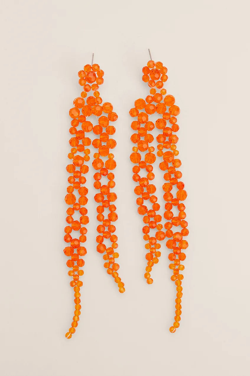 Long Strass Earrings Orange