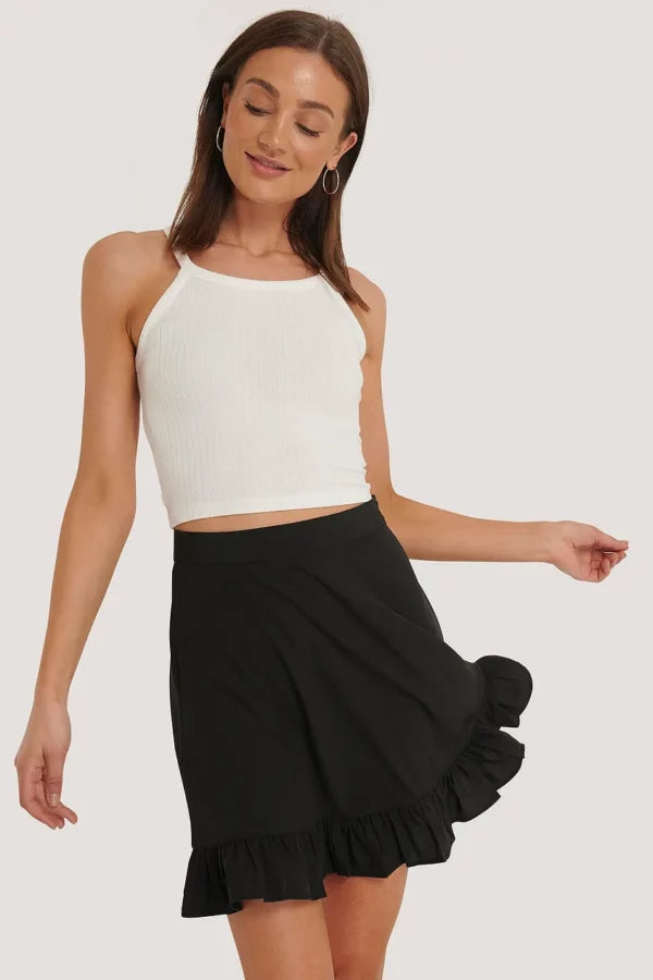 Mini Flounce Skirt Black