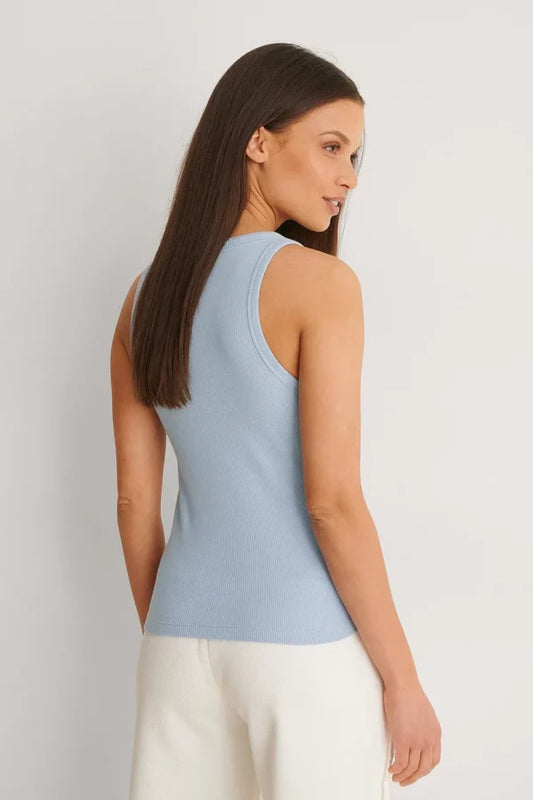 Organic Ribbed Tank Blue