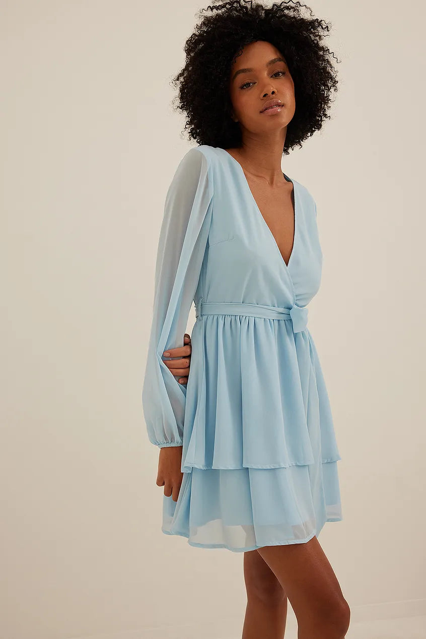 Overlap Chiffon Mini Dress