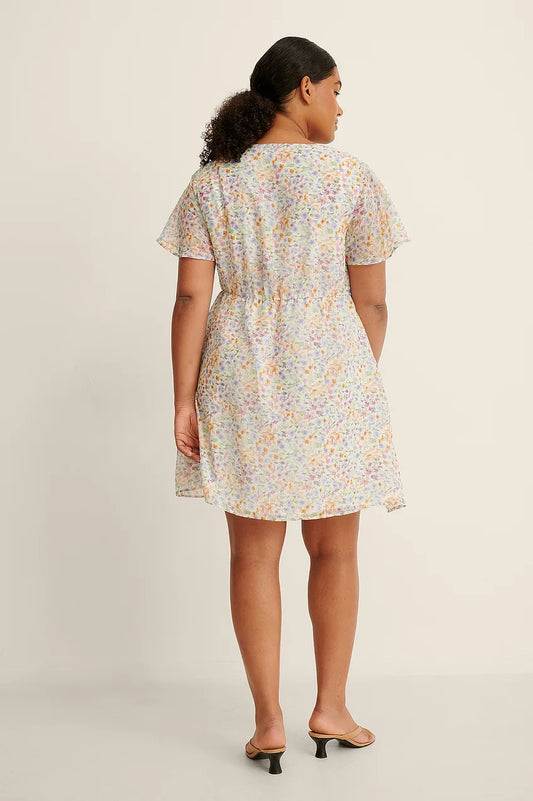Overlap Sheer Mini Dress Floral Fling