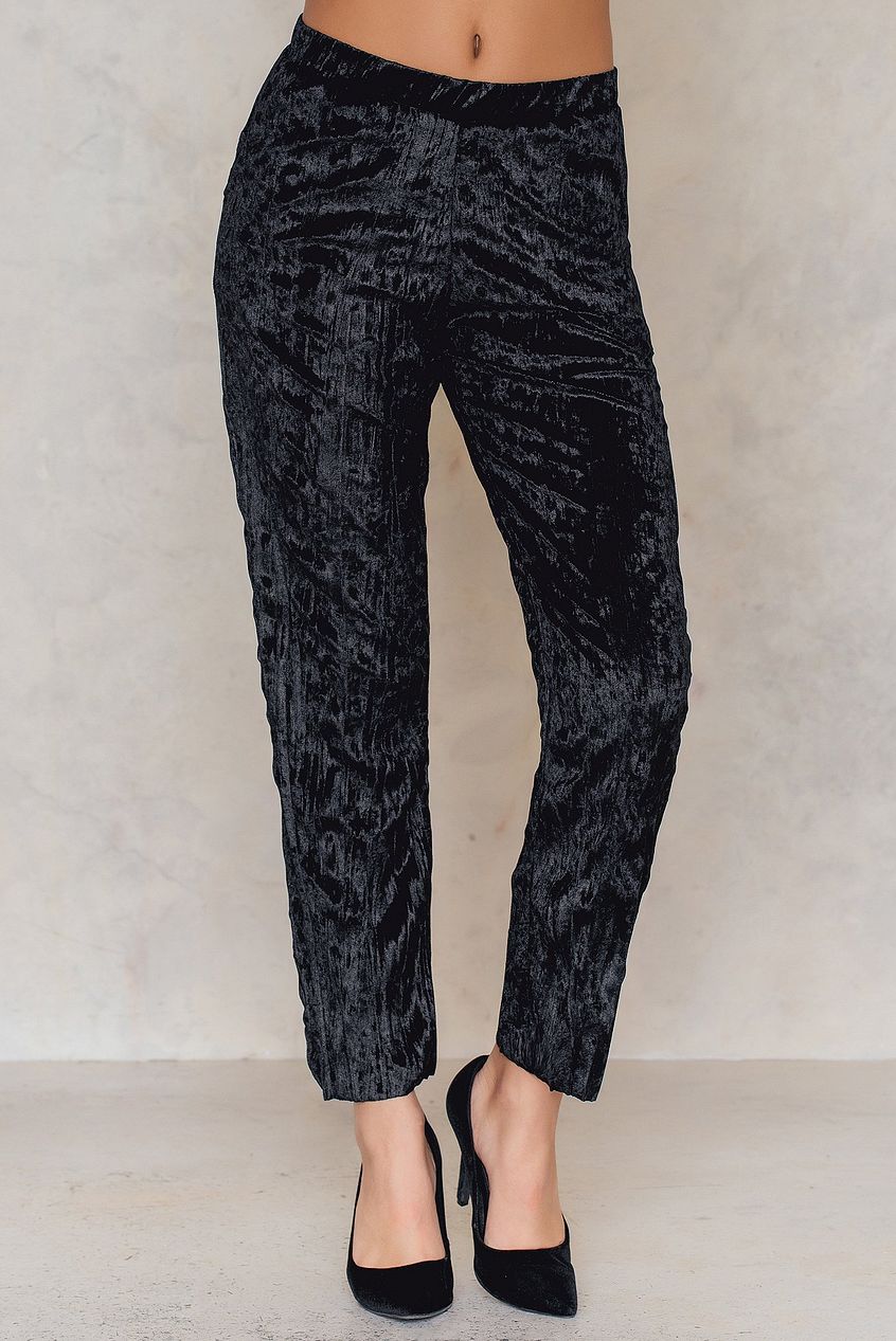 Pleated Velvet Ankle Trousers