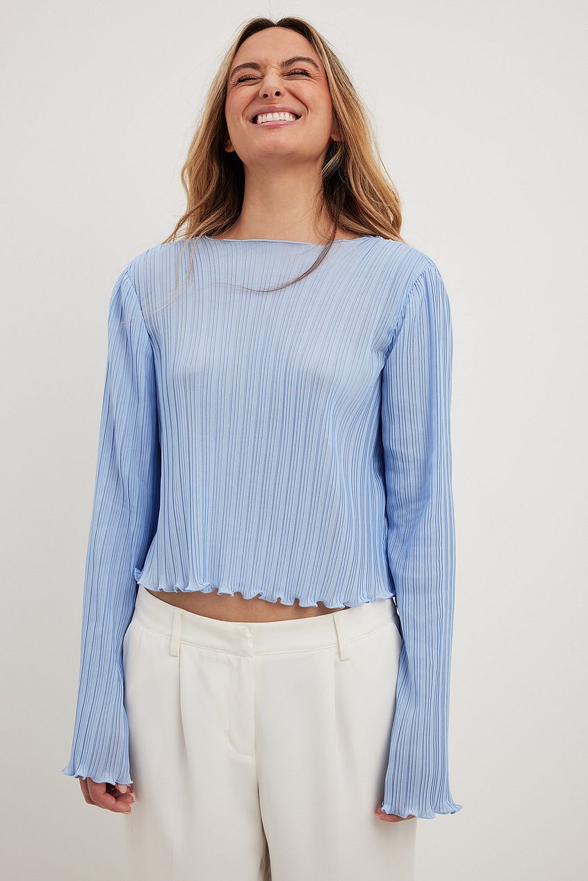 Pleated Wide Sleeve Blouse