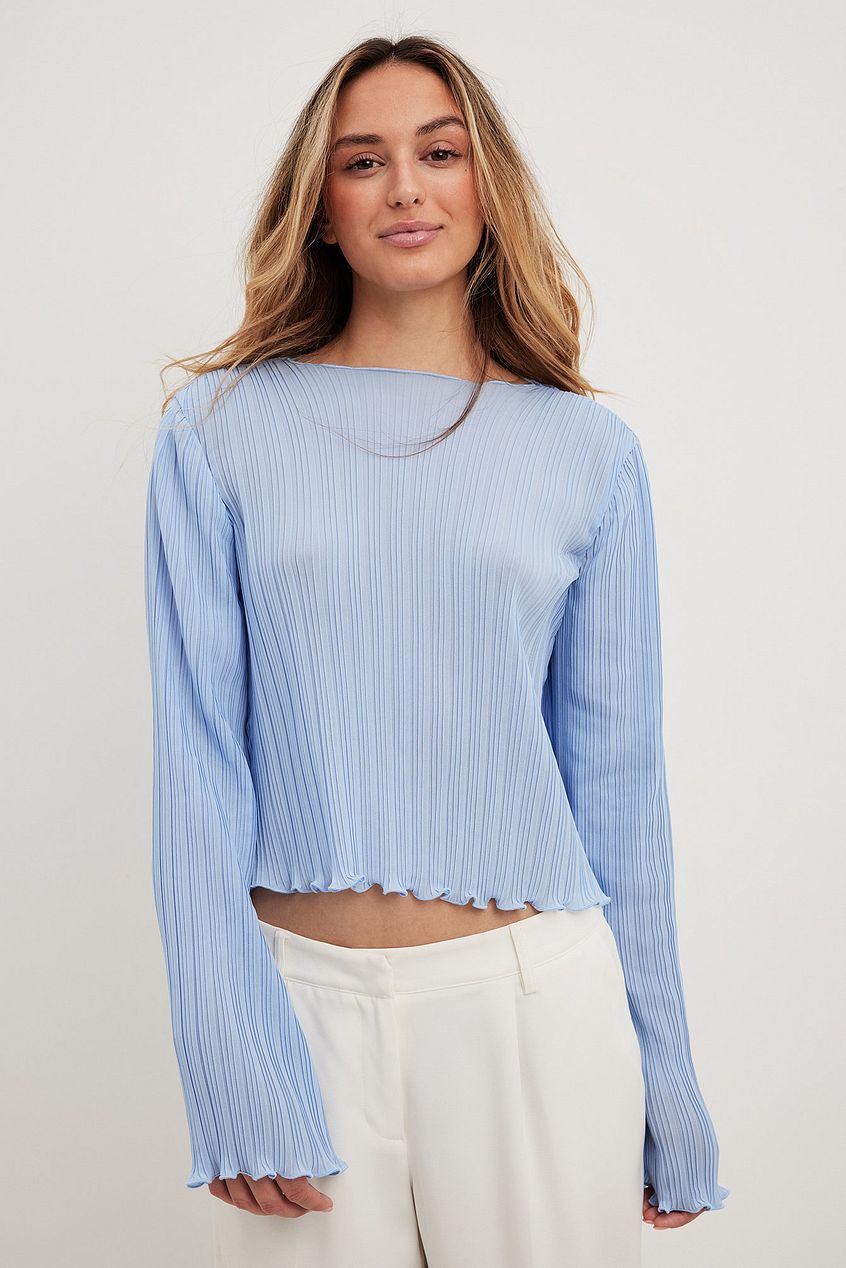 Pleated Wide Sleeve Blouse