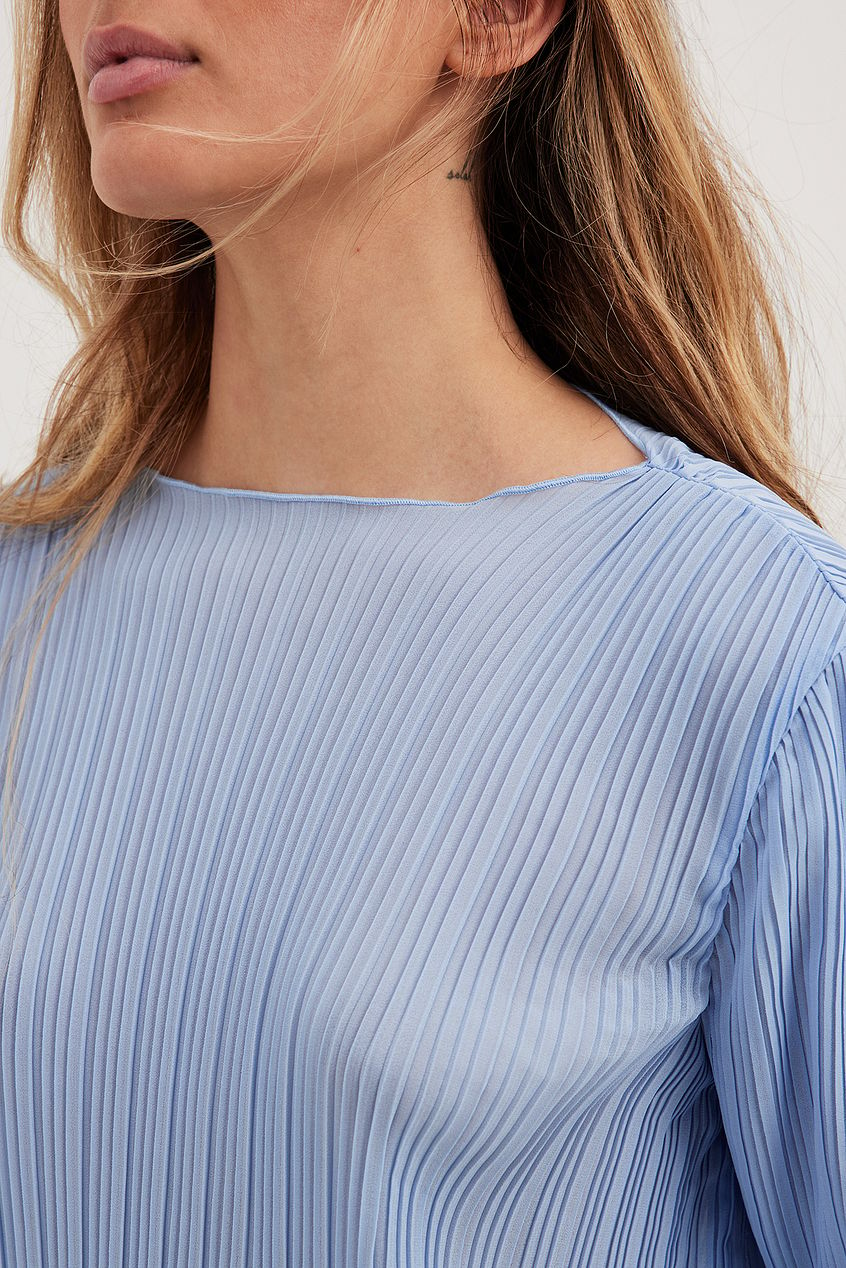 Pleated Wide Sleeve Blouse