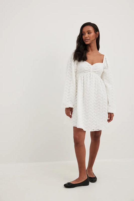 Puffy Sleeve Gathered Mini Dress