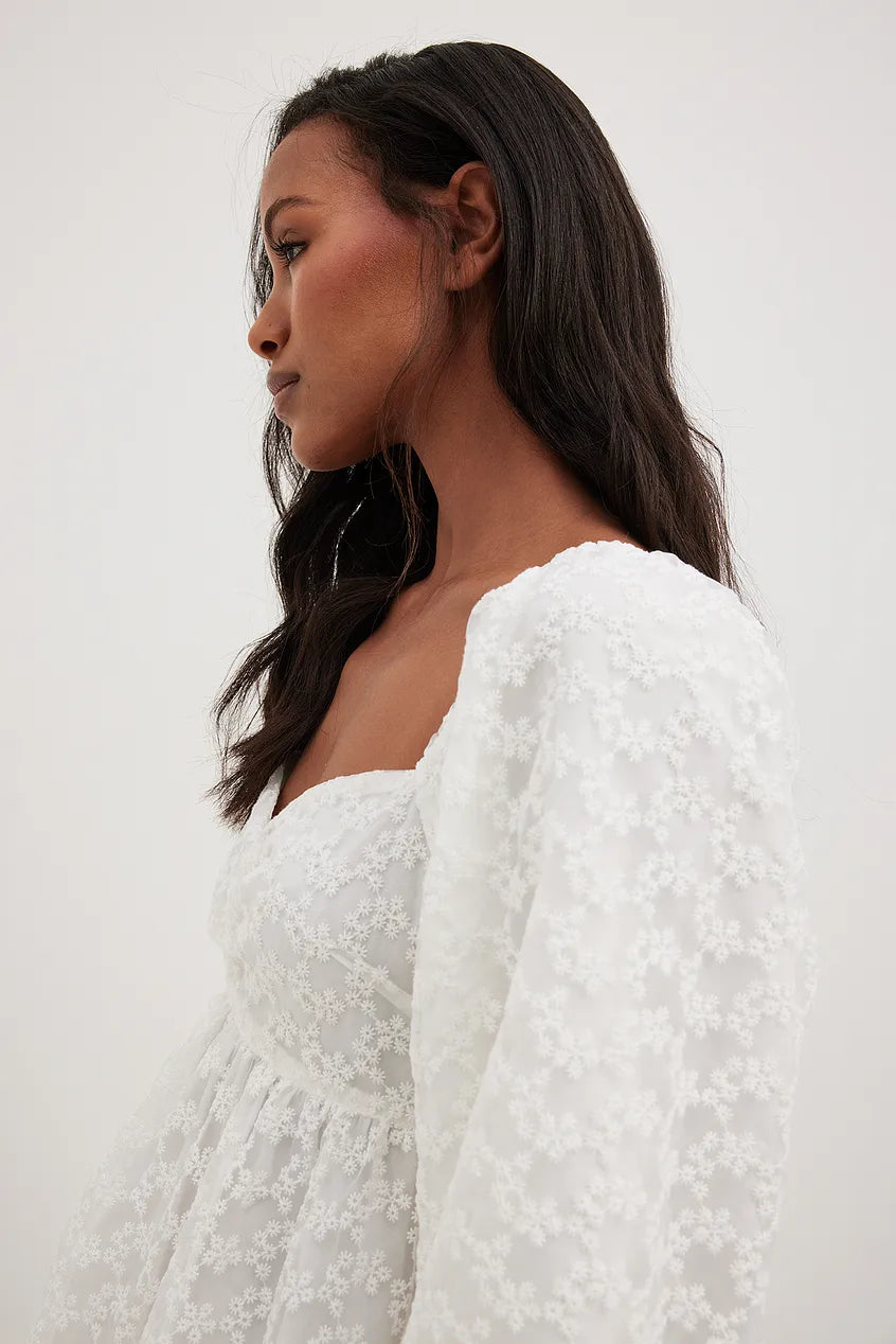 Puffy Sleeve Gathered Mini Dress