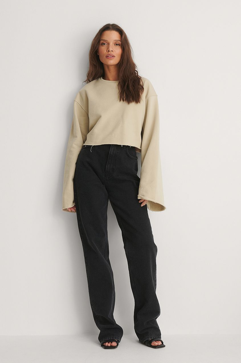 Raw Edge Wide Sleeve Sweatshirt