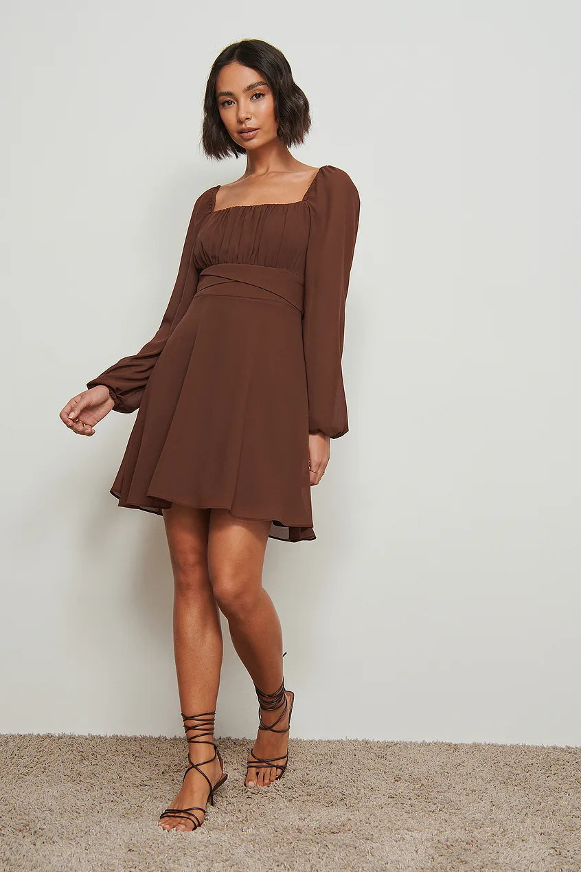 Recycled Long Sleeve Ruched Detail Dress