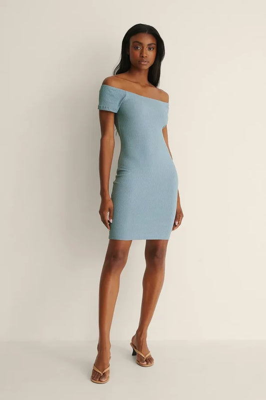 Off Shoulder Ribbed Dress