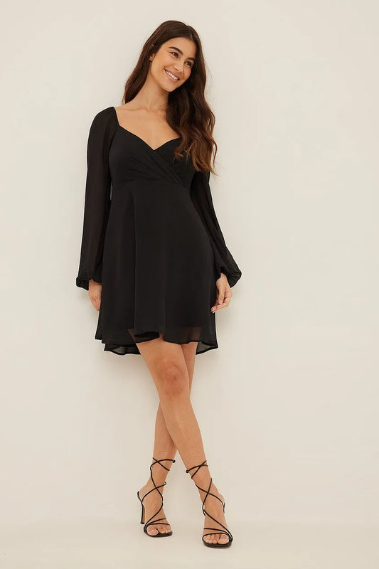 Overlapped Detail Dress Black