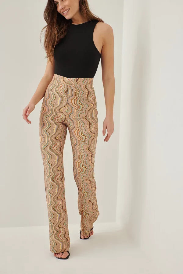 Printed V-shaped Suit Pants