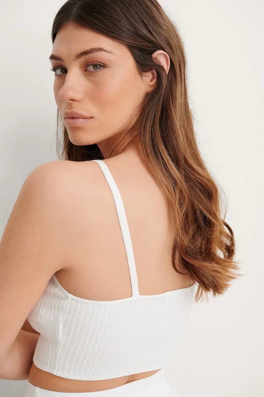 Rib Knitted Bralette White