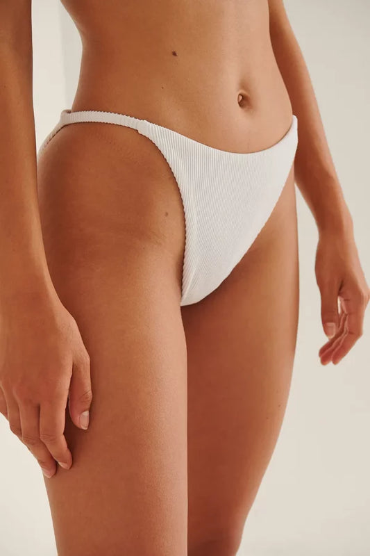 Ribbed High Cut Tie Bikini Panty
