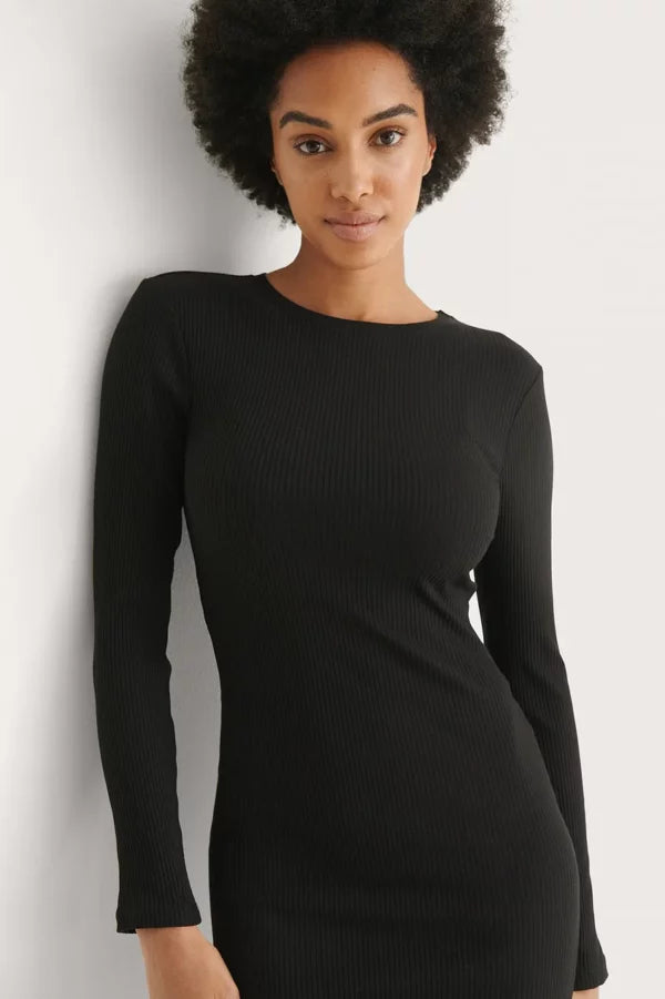 Ribbed Long Sleeve Dress