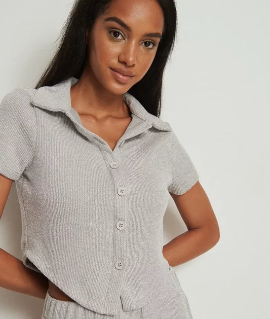 Recycled Ribbed Top Grey