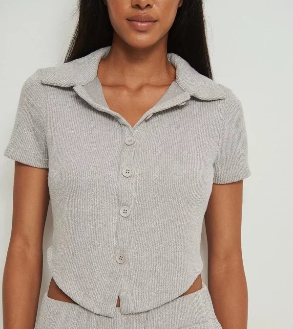 Recycled Ribbed Top Grey