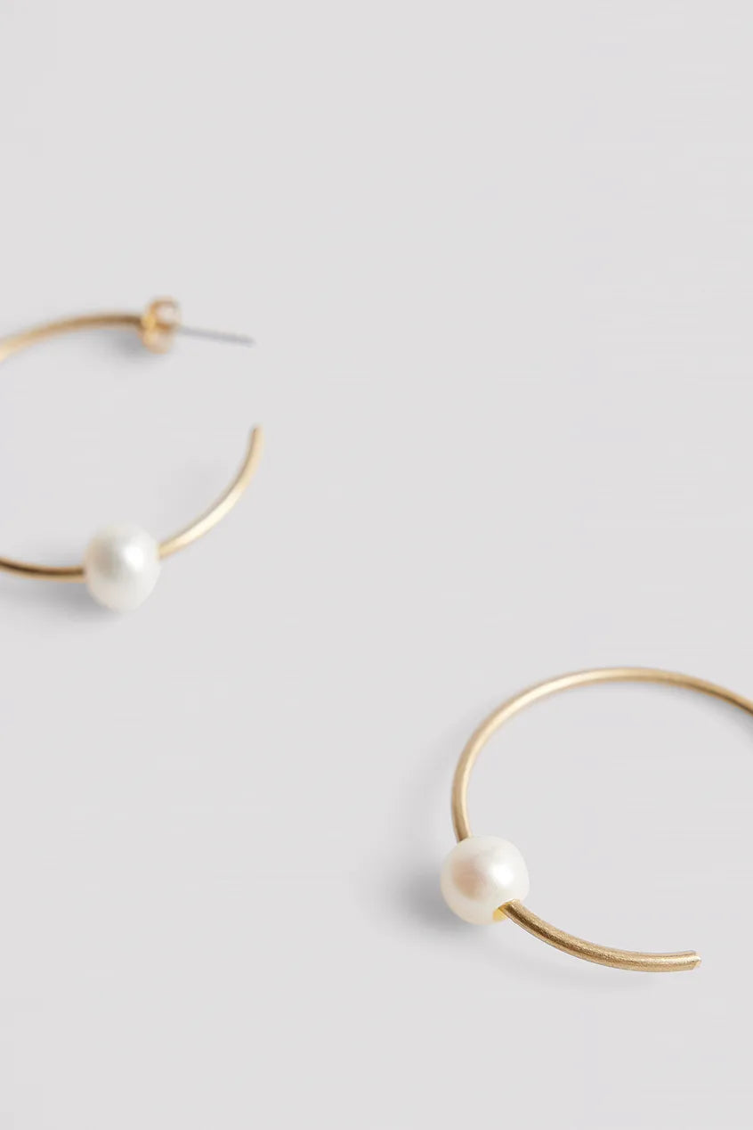 Round Pearl Hoops Gold