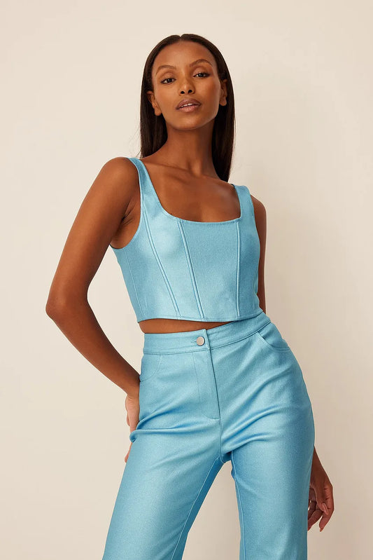 Shiny Corset Detail Top