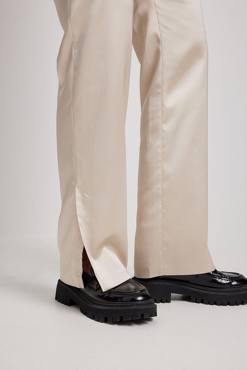 Side Slit Satin Pants