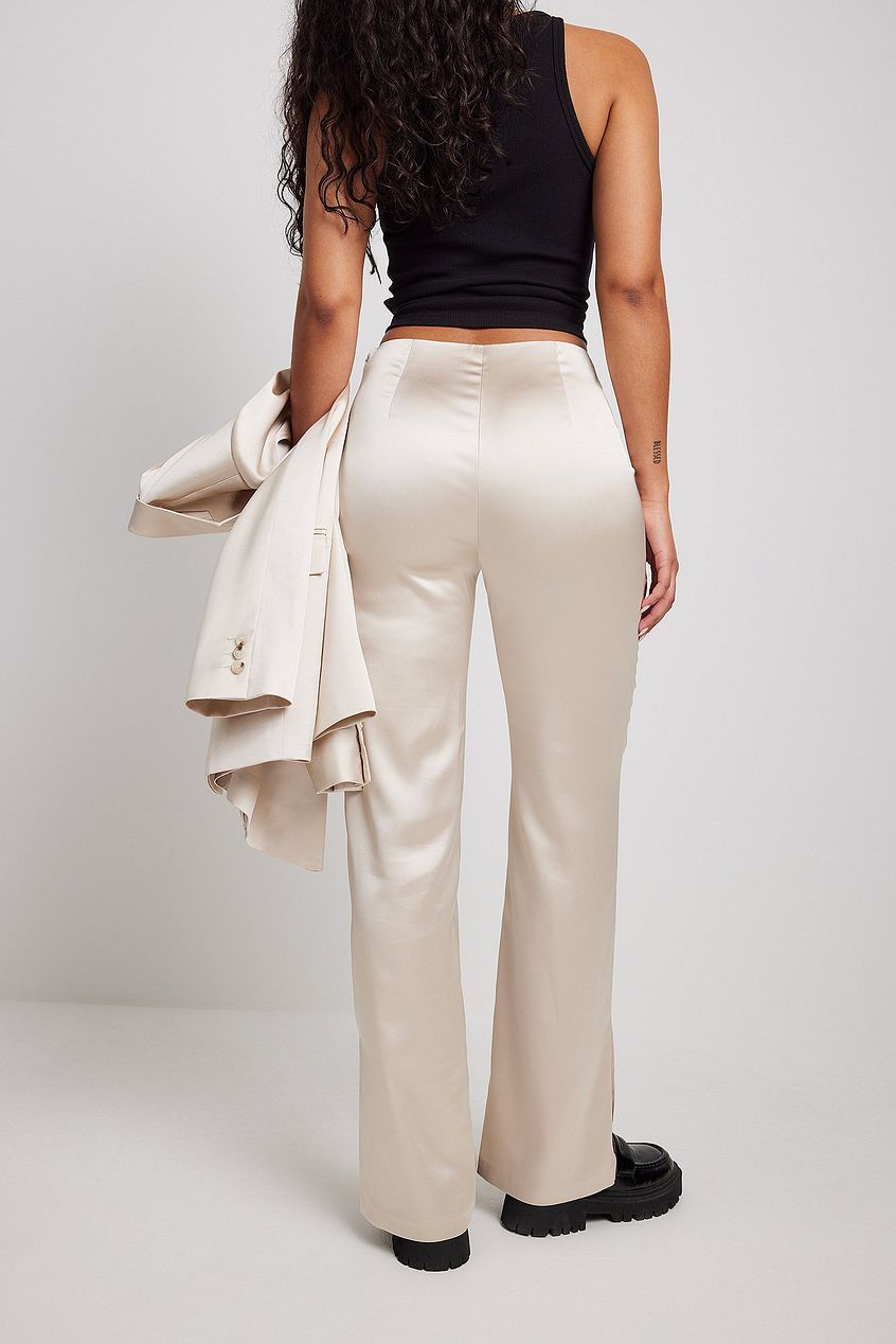 Side Slit Satin Pants