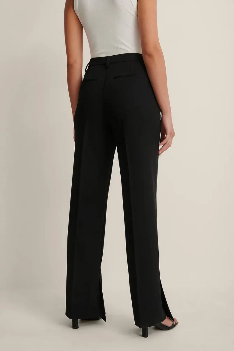 Side Slit Tailored Pants Black