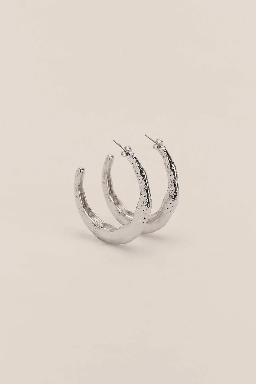 Slim Structured Hoops Silver