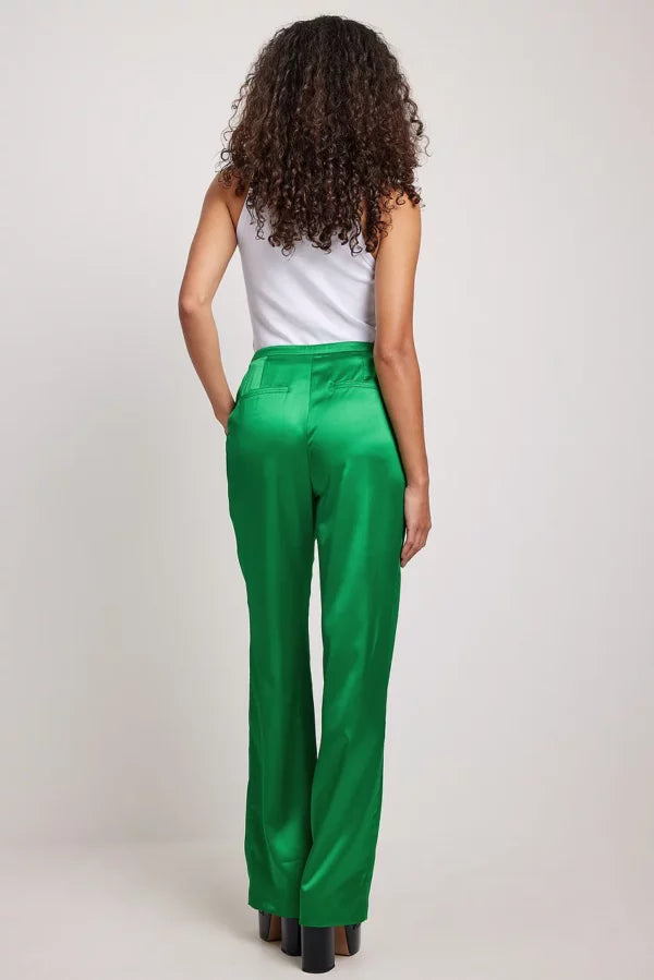 Slim Waist Band Satin Suit Pants