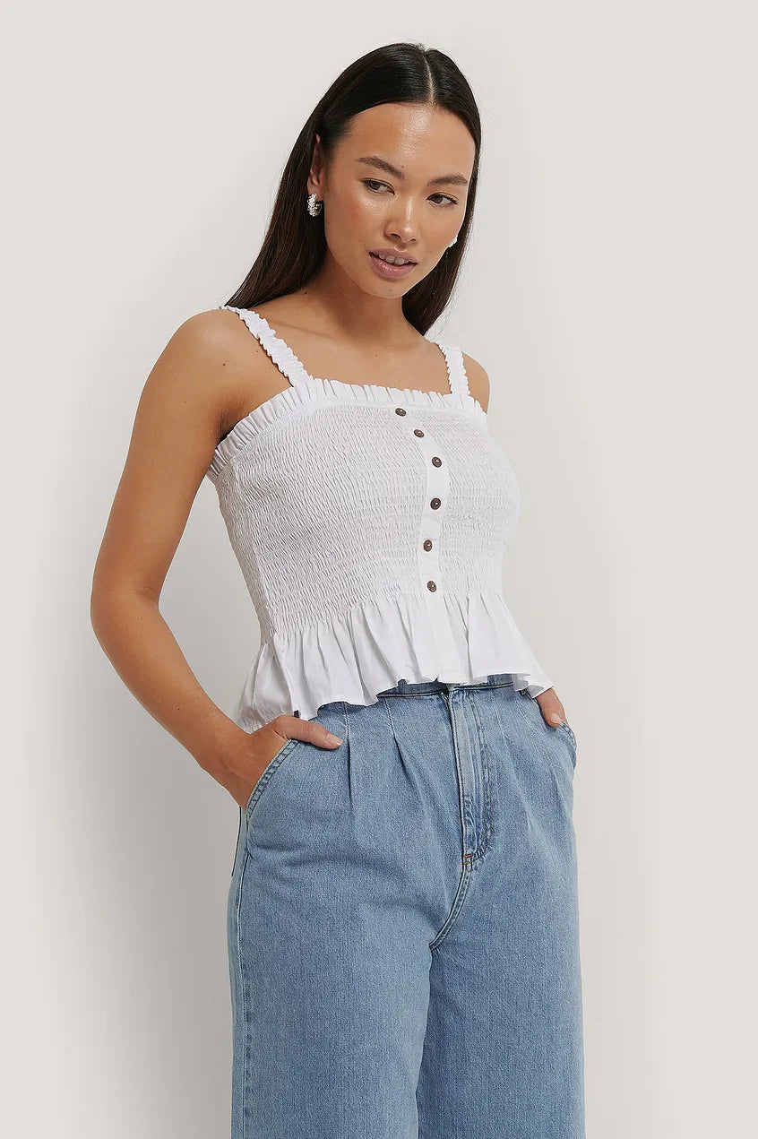 Smocked Button Top