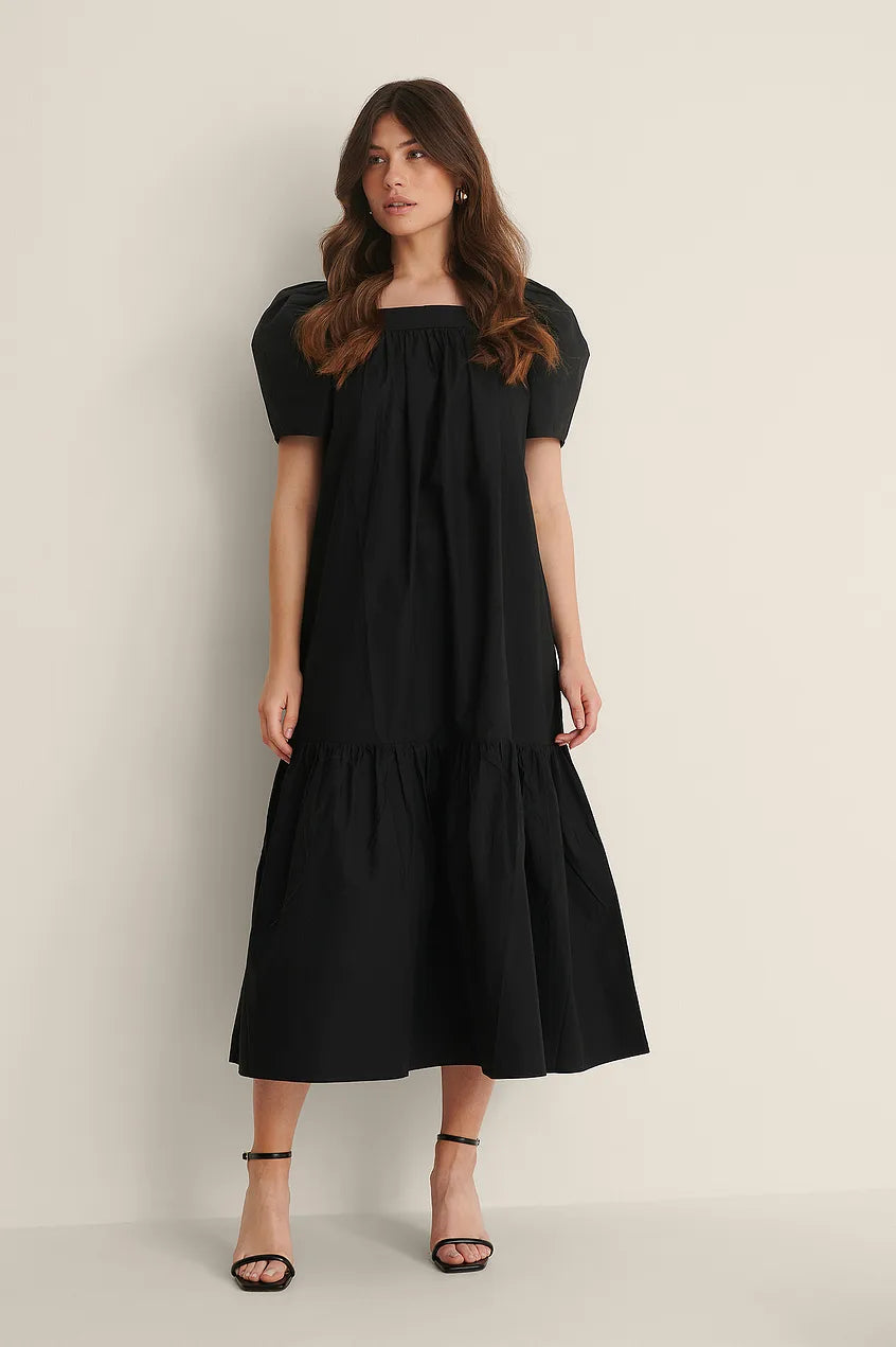 Squared Neck Cotton Dress